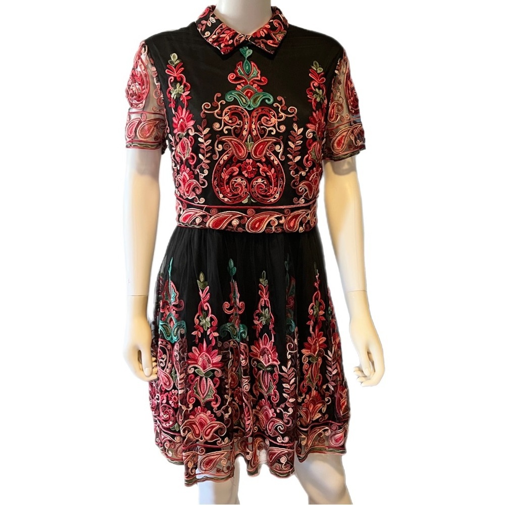 SHEIN Embroidered Mesh Dress SIZE L